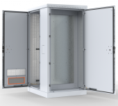 Шкаф уличный всепогодный напольный 12U (Ш1000хГ600) с электроотсеком, три двери