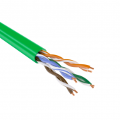 Кабель Премиум F/UTP, 4 пары, Кат.5e (Класс D), 100 МГц, AWG 24, внутренний, огнестойкий, PVCLS нг(A)-FRLSLTx, зеленый, катушка 305 м