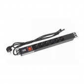 PH12-6D1-P ITK PDU 6 роз. нем.ст. с выкл 1U каб. 2м вилка нем.ст ПВХ чер