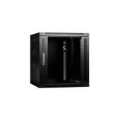 Шкаф телекоммуникационный настенный разобранный 19" 12U 600x600x635mm (ШхГхВ) дверь стекло, цвет черный (RAL 9004)