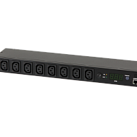 Блок  контролируемых электрических розеток TLK, Серия MN (Monitored) 19", 8 розеток C13, макс. нагрузка 10 А, шнур питания 3 м., вилка С14, цифровое и