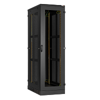 Напольный шкаф 19", 24U, стеклянная передняя дверь, боковые перфорированные стенки и задняя дверь Ш600хВ1280хГ1000мм, в разобранном виде, черный