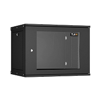 Настенный разборный шкаф TLK 19", 9U, стеклянная дверь, Ш600хВ436хГ450мм, 1 пара монтажных направляющих, черный