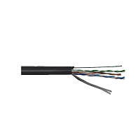ITK Витая пара U/UTP кат.5E 4х2х24AWG solid LDPE c металлическим тросом 1,2мм черный (305м)