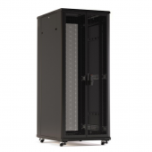 Шкаф напольный 19-дюймовый, 22U, 1166x600х800 мм (ВхШхГ), передняя и задняя распашные перфорированные двери (75%), ручка с замком, цвет черный 
