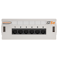 Коммутационная панель NIKOMAX настенная, 6 портов, Кат.5е (Класс D), 100МГц, RJ45/8P8C, 110, T568A/B, неэкранированная, светло-серая - гарантия: 5 лет