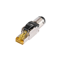 Коннектор NIKOMAX RJ45/8P8C под витую пару, Кат.8 (Класс I), 2000МГц, покрытие 50мкд, T568B, самозажимной, полный экран, металлик