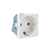 Розетка 45х45 с заземлением, 90 градусов, белая EKF