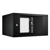 Шкаф телекоммуникационный настенный 19" 6U, серия LIGHT разборный, дверь стекло, цвет черный