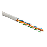 Кабель витая пара, неэкран U/UTP, кат5e, 4 пары (24 AWG), однож (solid), PVC, -20°C – +75°C, синий - гарантия: 15 лет комп, 25 лет сист