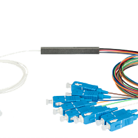 Сплиттер планарный NIKOMAX 1x8, одномодовый 9/125мкм, стандарта G657.A1, SC/UPC, миникорпус, с равным коэффициентом деления, 0.9 мм