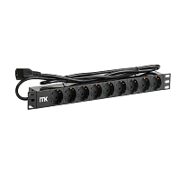 ITK PDU 9 розеток DIN49440 (нем. cтанд.) 1U, шнур 2м вилка IEC 320 C14, алюминиевый профиль, черный