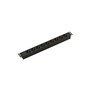 Блок розеток для 19" шкафов, горизонтальный, 9 розеток Schuko, 10A, 250В, однофазный, без кабеля питания, вход питания IEC 320 C14, 482,6x44,4x44,4мм 