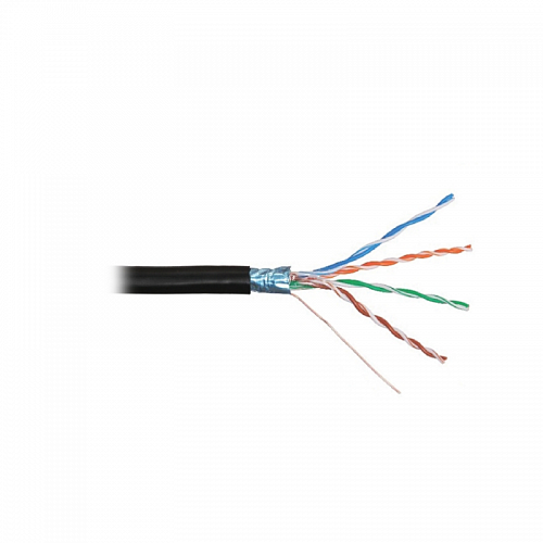 Кабель F/UTP, 4 пары, Кат.5e, 100 МГц, AWG 24, внеш. ПЭ до - 60°С, кор. 200 м, цв. черн.