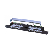 Патч-панель 19", 1U, 16 портов RJ-45 полн. экран., категория 5e, Dual IDC, ROHS, цвет черный