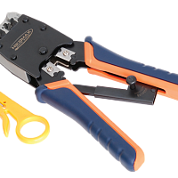 Инструмент NIKOMAX обжимной профессиональный, 2 гнезда, торцевой, с храповиком, совместим с коннекторами: RJ45/8P8C, RJ12/6P6C, RJ11/6P4C