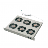 Модуль вентиляторный 19", с уровнем шума 40 Дб, глубина 380 mm, 6 вентиляторов, номинальная мощность 132 Вт, с разъемом под тер