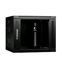 Шкаф телекоммуникационный настенный 19" 9U 600x600x501mm (ШхГхВ) дверь стекло, цвет черный (RAL 9004)