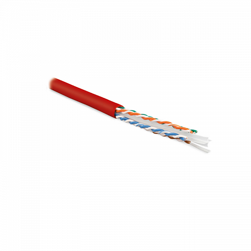Hyperline UUTP4-C6-S23-IN-LSZH-RD-100 (100 м) Кабель витая пара U/UTP, категория 6, 4 пары (23 AWG),