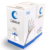 Кабель витая пара UTP (U/UTP), категория 5e, 4 пары (24 AWG), одножильный, PVC нг(А)-LS, серый (305 м)