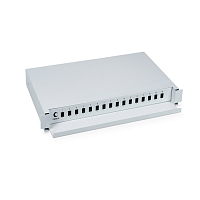 Кросс бокс оптический 19" на 16 SC (LC duplex) со сплайс пластиной, выдвижной (без пигтейлов и проходных адаптеров)