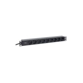 Блок розеток PDU TERACOM PRO 19" 1U 16А/250В 9 розеток Schuko шнур питания длиной 2 метра сечение 3x1,5 мм2 вилка Schuko корпус пластик черный