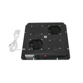 Модуль вентиляторный, потолочный, 380 x 380 мм, 2 вент, номинальная мощность 44 Вт, пластиковый, с термостатом, цвет черный (RA