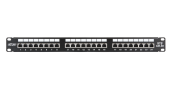Коммутационная панель NETLAN 19", 1U, 24 порта, Кат.5e (Класс D), 100МГц, RJ45/8P8C, 110/KRONE, T568A/B, экранированная, черная