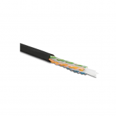 Кабель витая пара U/UTP, кат. 6, 4 пары(23 AWG), одножильный (solid), с разделителем, внешний, LSZH нг(А)-HF, -40°C – +75°C, черный - гарантия: 15 лет