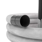 Двустенная труба ПНД гибкая дренажная д.110мм с геофильтром, SN8,перфорация 360 град., в бухте 50м, цвет черный