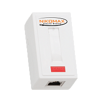 Настенная розетка NIKOMAX, 1 порт, Кат.5e (Класс D), 100МГц, RJ45/8P8C, 110/KRONE, T568A/B, на печатной плате, экранированная, белая - гарантия: 5 лет
