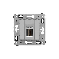 HDMI розетка одинарная в стену, тип А-А, "Avanti", "Закаленная сталь"