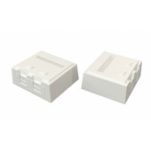 Корпус настенной розетки для установки 2-х вставок типа Keystone Jack, со шторкой, белый
