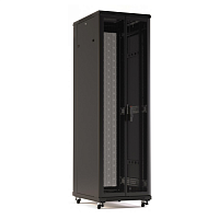 Шкаф напольный 19-дюймовый, 42U, 2055x800х1000 мм (ВхШхГ), передняя и задняя распашные перфорированные двери (75%), ручка с замком, цвет черный