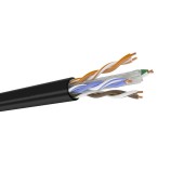 Кабель кат.6, 4 пары U/UTP, жила 0,58, ПЭ, черный, внешний, катушка 500