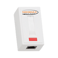 Настенная розетка NIKOMAX, 1 порт, Кат.6 (Класс E), 250МГц, RJ45/8P8C, 110/KRONE, T568A/B, на печатной плате, неэкранированная, белая - гарантия: 5 ле