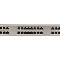 Коммутационная панель NIKOMAX 19", 1U, 48 портов, Кат.6, RJ45/8P8C, 110/KRONE, T568A/B, полный экран, с органайзером, металлик, гарантия: 5 лет расшир