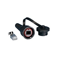 Промышленный разъем RJ-45 (8P8C) под витую пару, IP67, категория 6, с защитной крышкой, экранированный (SH)