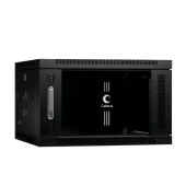 Шкаф телекоммуникационный настенный 19" 6U 600x600x368mm (ШхГхВ) дверь стекло, цвет черный (RAL 9004)