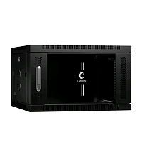 Шкаф телекоммуникационный настенный 19" 6U 600x600x368mm (ШхГхВ) дверь стекло, цвет черный (RAL 9004)