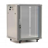 Шкаф настенный 19-дюймовый (19"), 15U, 787x600х450мм, стеклянная дверь с перфорацией по бокам, ручка с замком, с возможностью установки на ножки (в ко