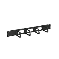 Кабельный органайзер 4 кольца с отверстиями для кабеля 19" 1U RAL9005