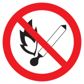 Самоклеящаяся этикетка: Ф180мм "Запрещается пользоваться открытым огнем и курить" IEK