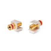 Вставка формата Keystone Jack с коннектором Binding Post (красный), Hex. type, gold plated, ROHS, белая