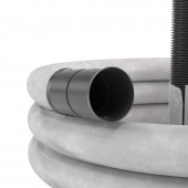 Двустенная труба ПНД гибкая дренажная д.110мм с геофильтром, SN8,перфорация 360 град., в бухте 50м, цвет черный