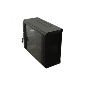 Шкаф настенный 19-дюймовый (19"), 22U, 1086х600х250, со стеклянной дверью, несъемные боковые панели, цвет черный (RAL 9004) (собранный)