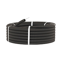 Труба ПВХ гибкая гофрированная. д.16мм, лёгкая с протяжкой,100м, цвет черный