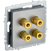 BRITE Аудиорозетка 4-мест. РА10-БрС сталь IEK