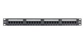Коммутационная панель NETLAN 19", 1U, 24 порта, Кат.5e (Класс D), 100МГц, RJ45/8P8C, 110/KRONE, T568A/B, неэкранированная, черная