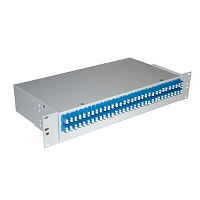 Кросс 19", предсобранный 2U, 64 портов LC/UPC duplex, 9/125 mm, (розетки, сплайс 4ш, КДЗС, пигтейлы)